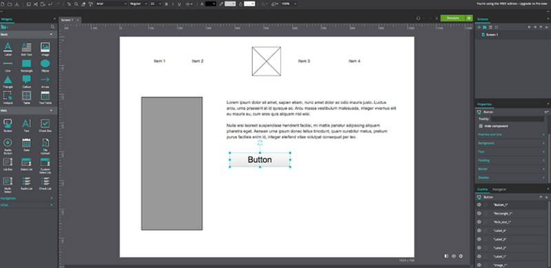 Prototyping tool JustInMind.