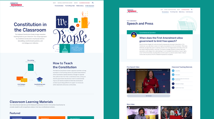 The Constitution Classroom edition digital web design.