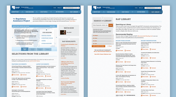 RAP's old website with cluttered and outdated pages but amazing content.