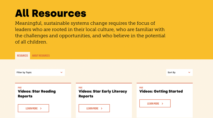 Education nonprofit resource center website design