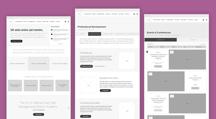 education nonprofit user experience wireframes