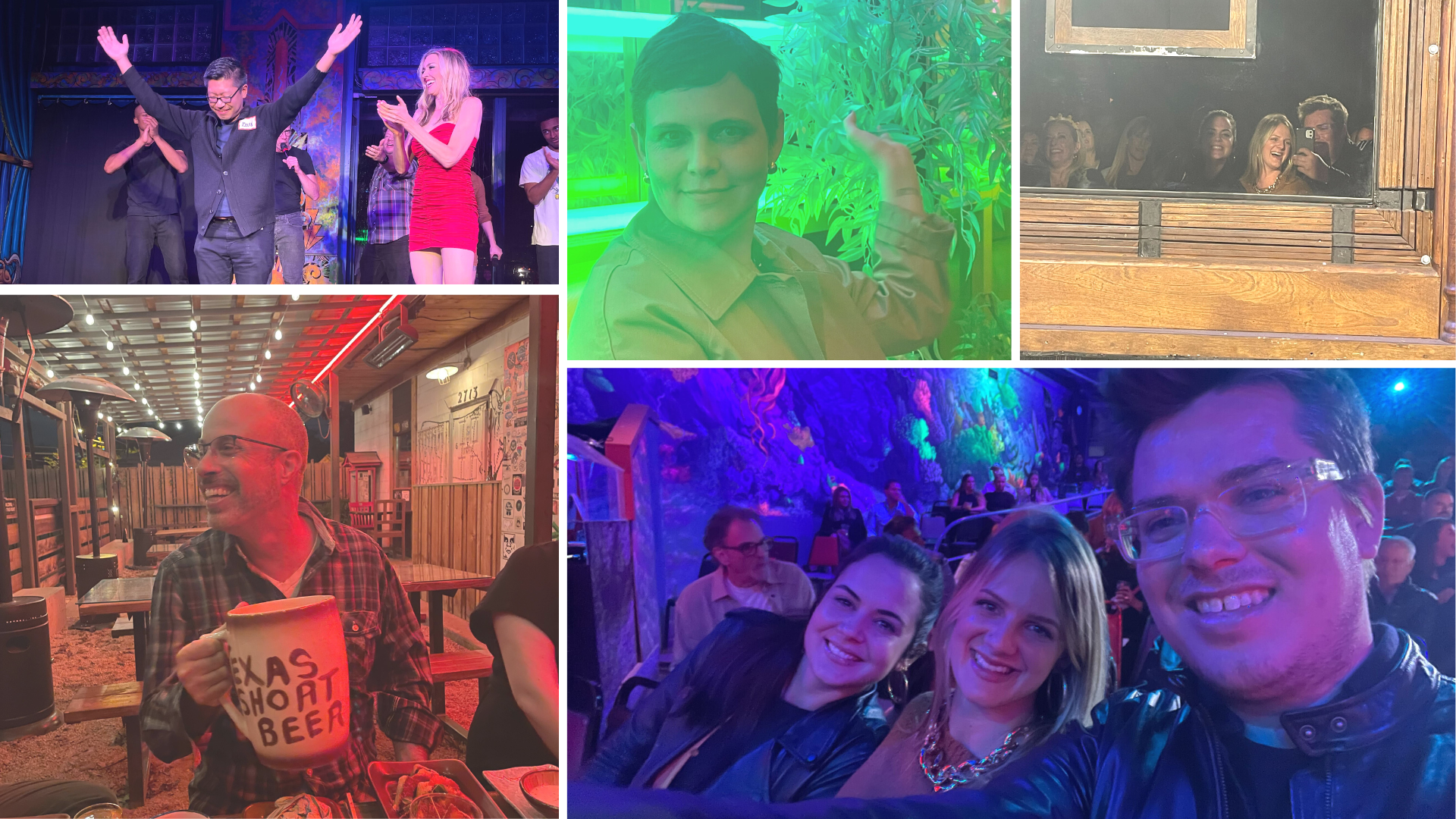 Pictures of our team at bars and shows in Austin, Texas on our retreat.