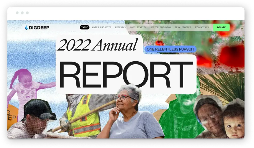 Cover of DigDeep's 2022 annual report. 